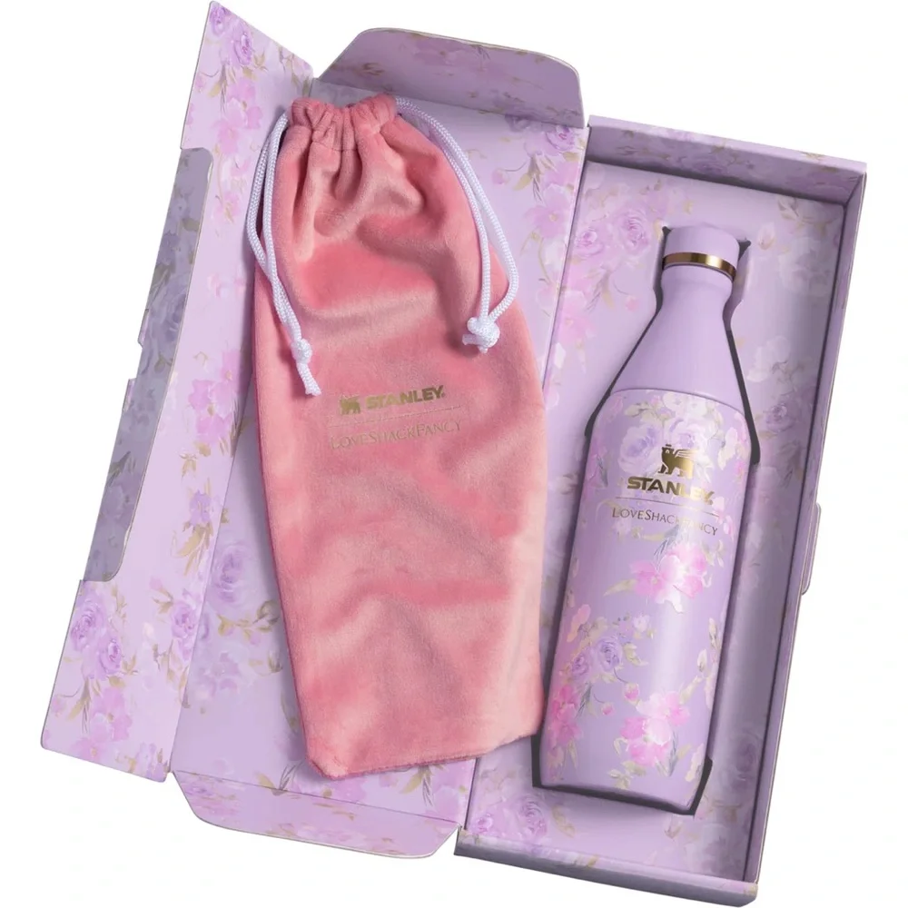 New sealed box THE STANLEY X LOVESHACKFANCY ALL DAY SLIM BOTTLE  Happy Thoughts - Picture 6 of 8